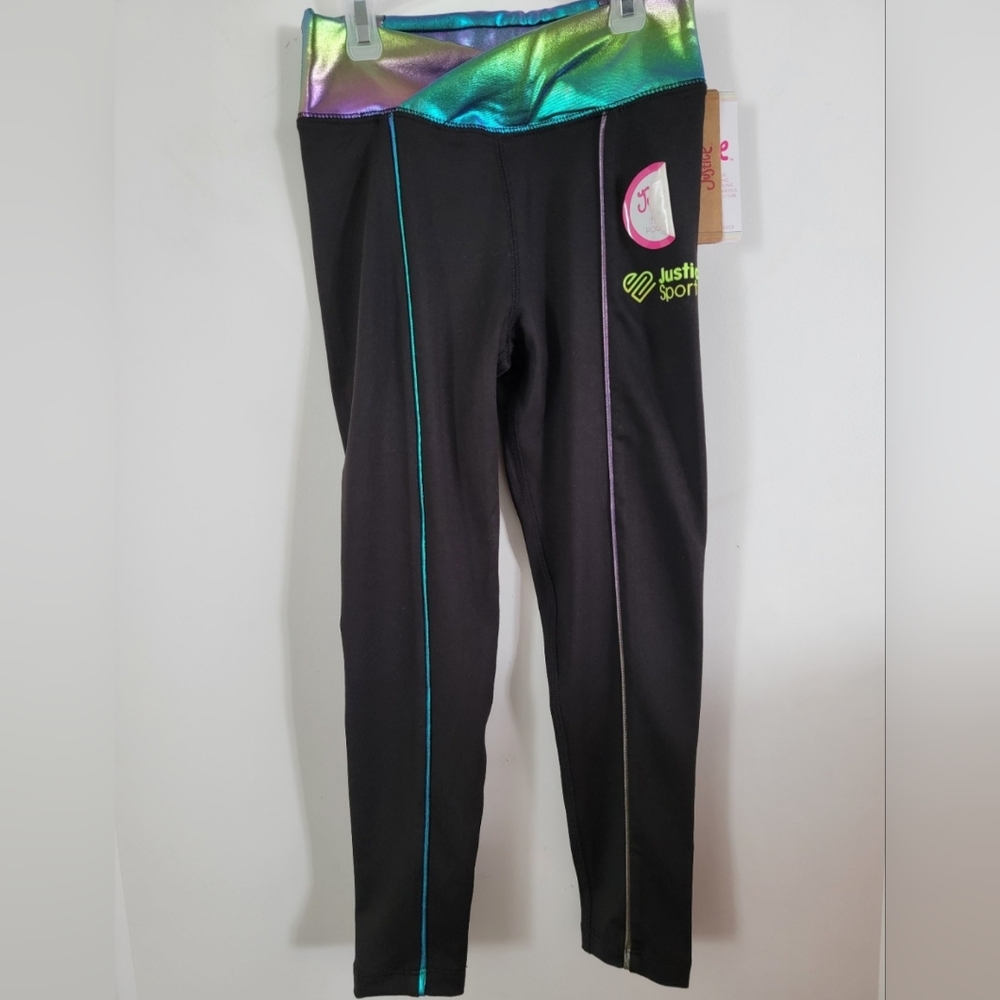 Justice Black Leggings with Colorful Accents
